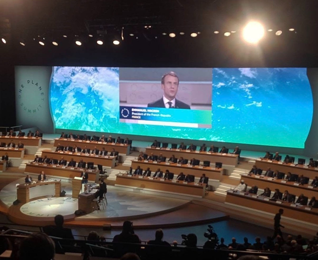 One Planet Summit — Emmanuel Macron addressing global climate leaders